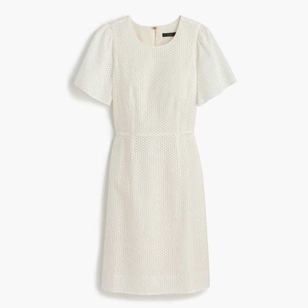 Flutter-sleeve dress in eyelet