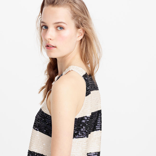 Collection rugby-stripe sequin tank top